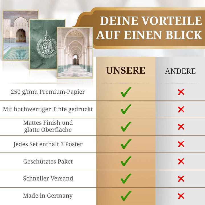 HAVA Artwork Hassan II. Mosque Poster Set, Islamische Poster, Islamische Bilder, Islamische Dekorati