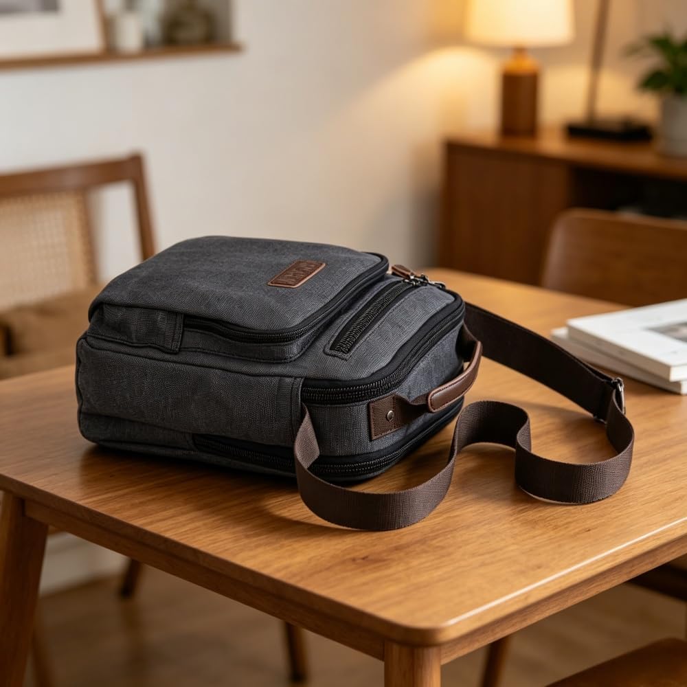 Umhängetasche Schultertasche für Herren, Damen und Jungen, Kuriertasche aus Canvas, Herrentasche für