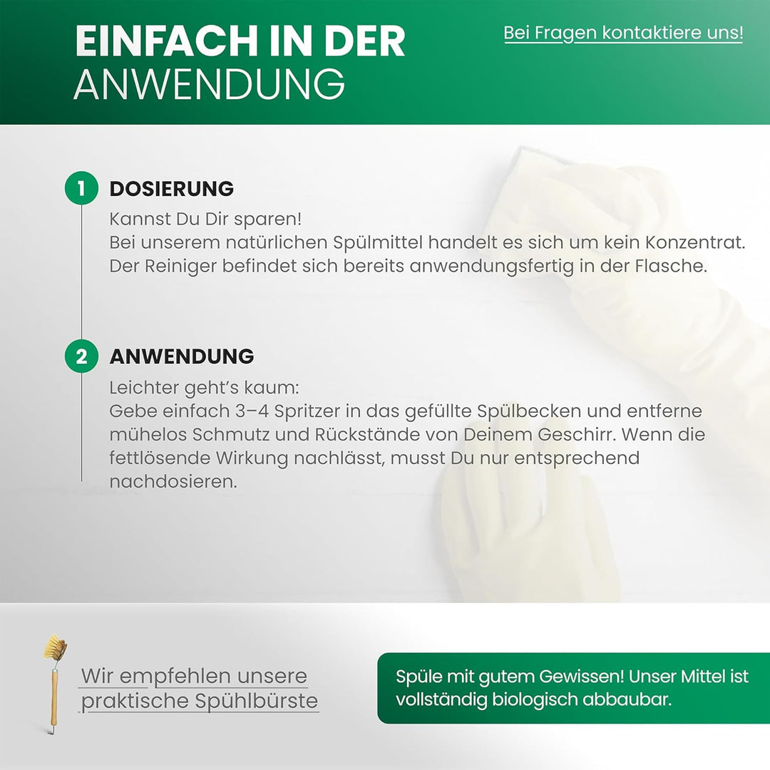 BiOHY Spülmittel (2 x 1 liter) | Bio Geschirrspülmittel ohne schädliche Chemikalien | Flüssiger Fett