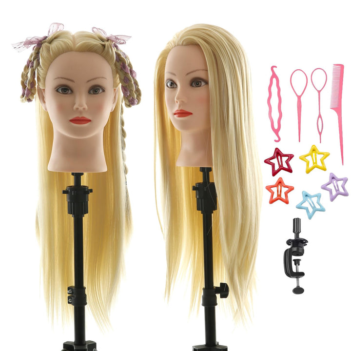 Frisierkopf 100% Synthetisches Haar übungskopf Friseur 26” Trainingsköpfe Puppenkopf Friseur Kopf Mi