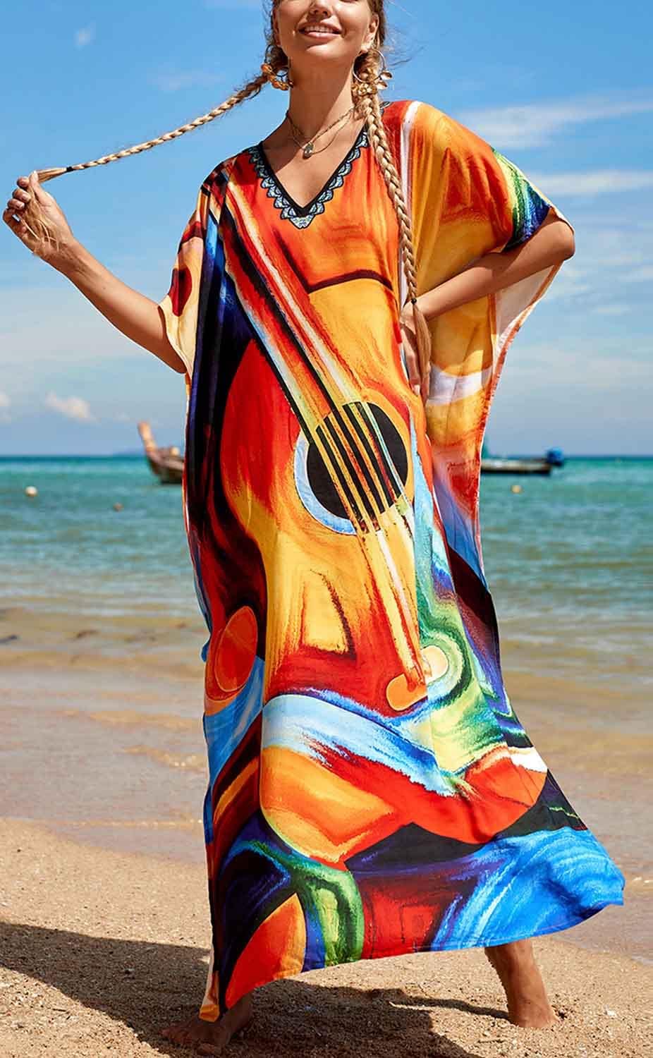 AMEOOR Damen Sommerkleid Strandkleid Kaftan Kleid Lange Bikini Cover Up Sommer Badeanzug Boho Strand