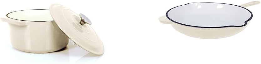 Echtwerk Schmortopf aus Gusseisen mit Emaille-Beschichtung, Bratpfanne aus Gusseisen mit Emaille-Bes