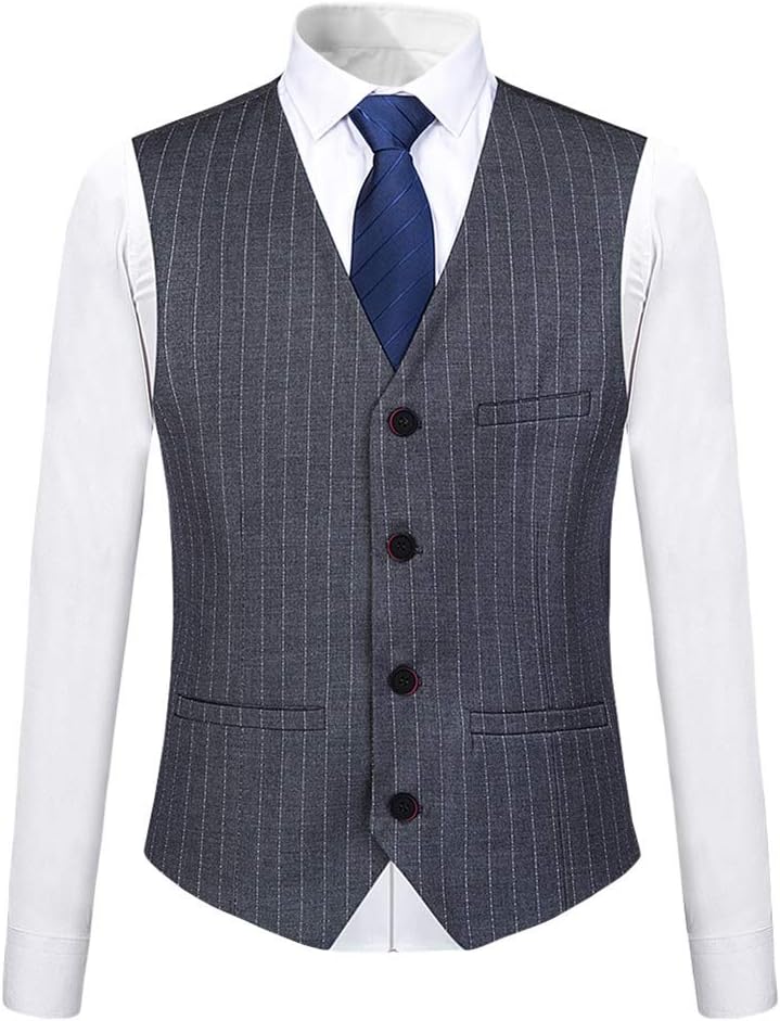 YOUTHUP Anzug Herren Slim Fit 3 Teilig Vertikale Streifen Anzüge Business Herrenanzug Sakko Weste Ho
