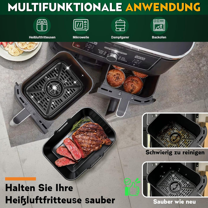 Heissluftfritteuse Zubehör für Ninja Foodi Max Dual Zone AF400EU SL400EU 9,5L, Silikonform Airfryer