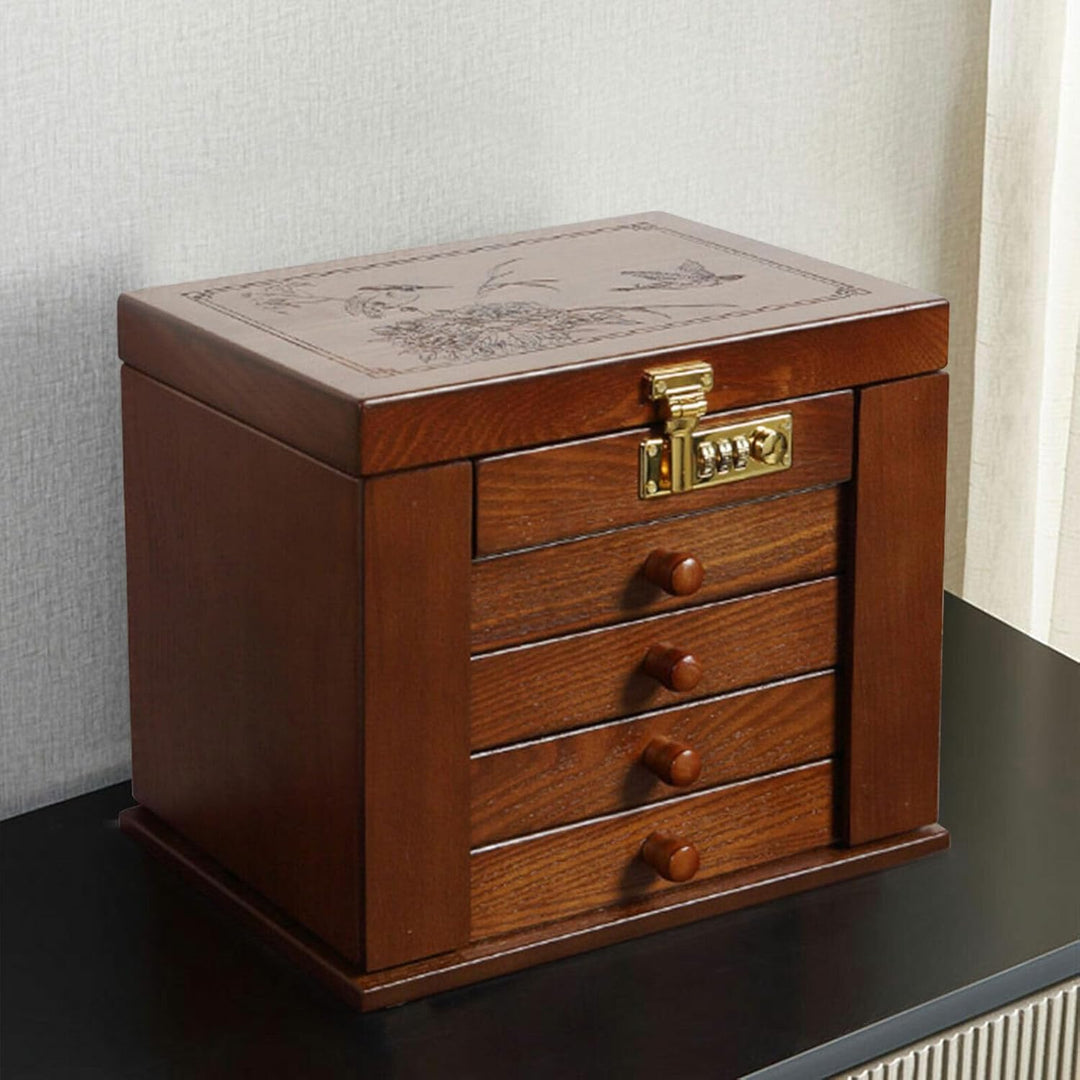 Schmuckschrank Holz Schmuckkästchen 5 Schichten Schmuckschatulle Schmuckkasten aus Holz Schmuck Orga