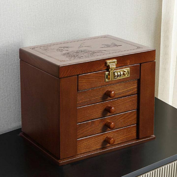 Schmuckschrank Holz Schmuckkästchen 5 Schichten Schmuckschatulle Schmuckkasten aus Holz Schmuck Orga