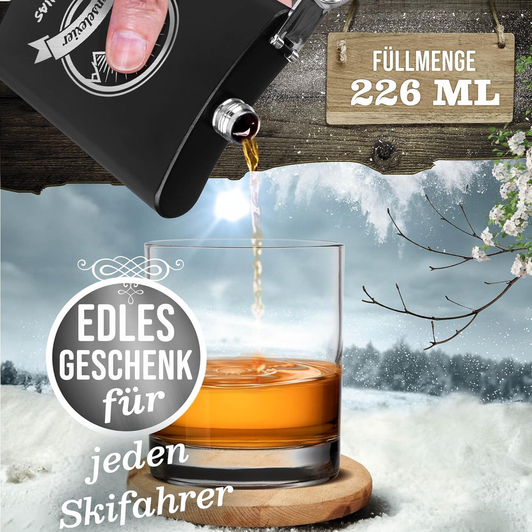 Flachmann mit Gravur aus Edelstahl selbst gestalten - Lebenselexier - mit Name gravieren - Geschenk