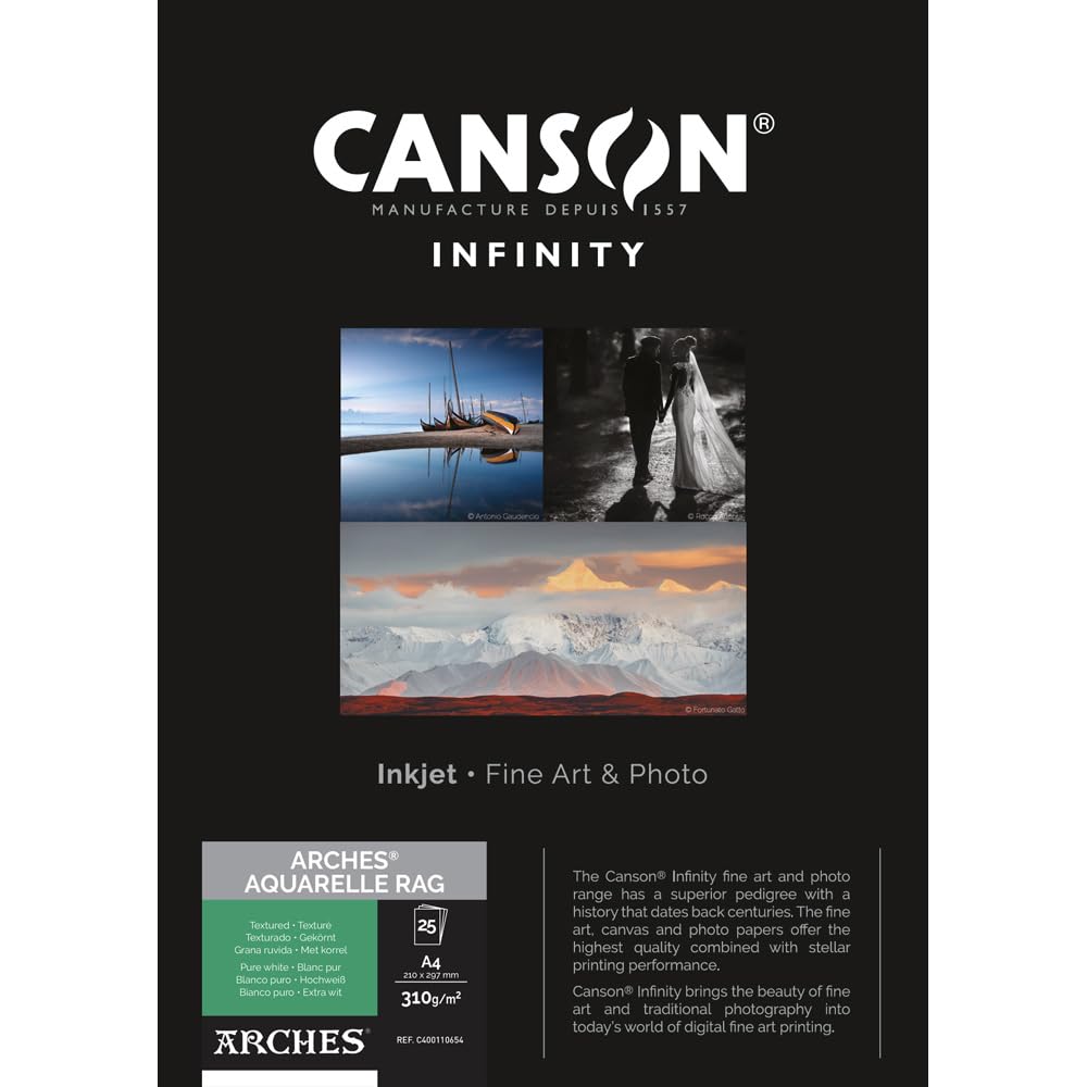 Canson Infinity Arches Aquarelle 100% fein 310 g Box A4 25H Naturweiss