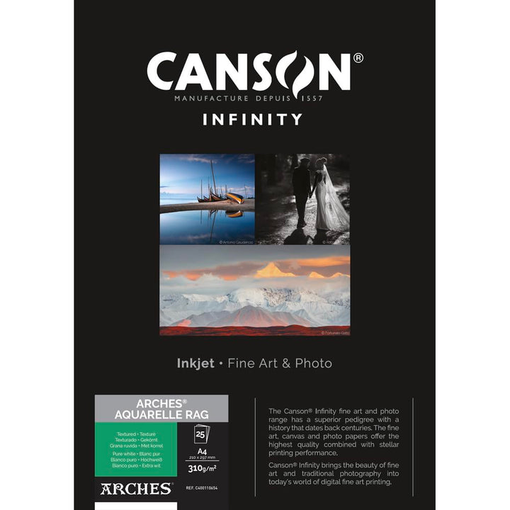 Canson Infinity Arches Aquarelle 100% fein 310 g Box A4 25H Naturweiss