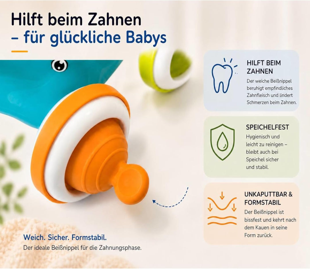 Motorikspielzeug mit Greifring 3in1, Babyspielzeug Rassel ab 3-24 Monate, Entwicklungsspielzeug mit