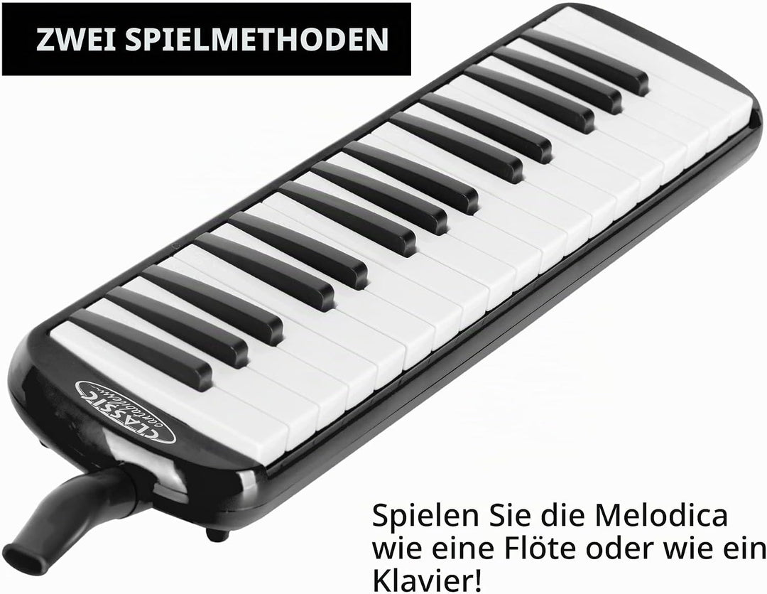 Classic Cantabile FML-32 BK Melodica - Blasharmonika mit 32 Tasten - Tonumfang: f - c³ - Booklet mit