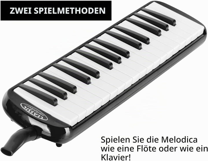 Classic Cantabile FML-32 BK Melodica - Blasharmonika mit 32 Tasten - Tonumfang: f - c³ - Booklet mit