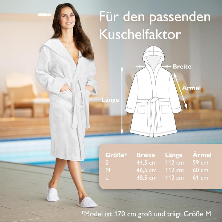 Liebenstein® Premium Bademantel Damen aus 100% samtweicher Baumwolle mit Kapuze – elegante Passform