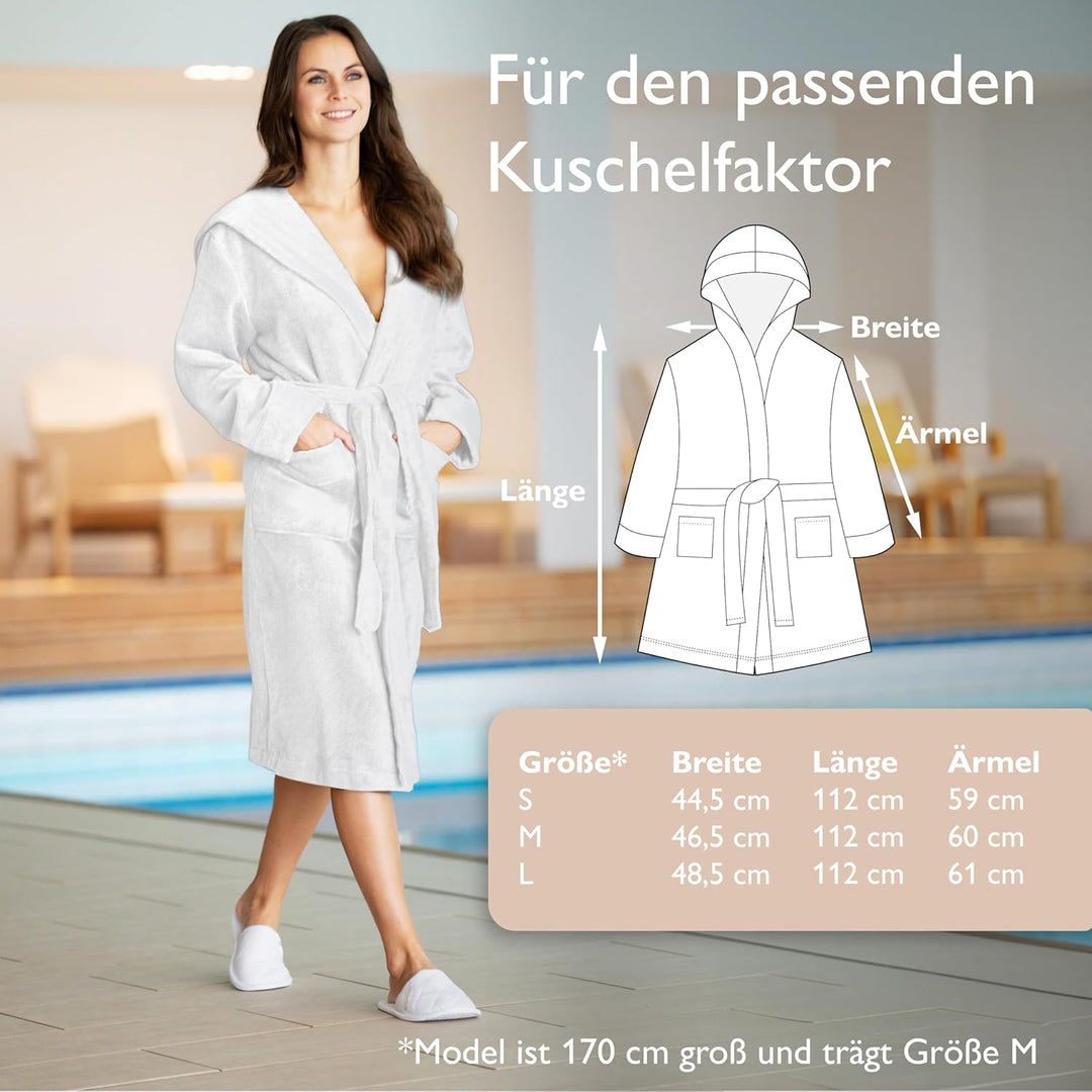Liebenstein® Premium Bademantel Damen aus 100% samtweicher Baumwolle mit Kapuze – elegante Passform