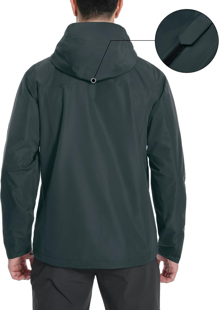 Pioneer Camp Herren Regenjacke Wasserdicht Atmungsaktiv Outdoor Jacke Mit Kapuze 4 Taschen, Grau