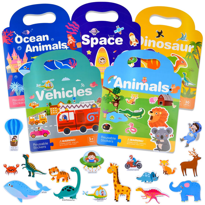 ASTARON 5 Stück Stickerbuch für Kleinkinder, Wiederverwendbare Stickerbücher, Flugzeugaktivitäten, R