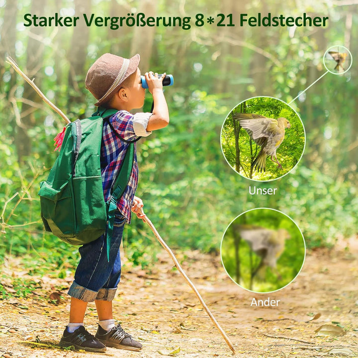ALLCELE Leichtes W8 Fernglas für Kinder, Starker Vergrösserung 8 * 21 Feldstecher, Outdoor Explorati