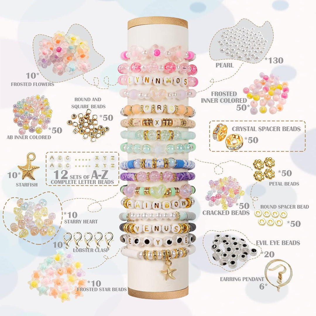 Perlen zum Auffädeln, 8500+ Stück Perlen Set, 6mm Polymer Clay Perlen für armbänder, 2 Boxen Armbänd