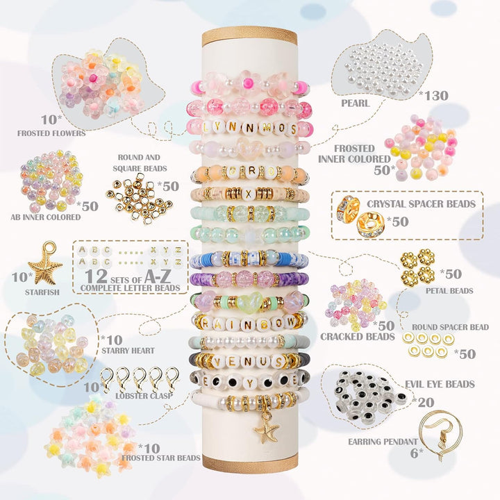 Perlen zum Auffädeln, 8500+ Stück Perlen Set, 6mm Polymer Clay Perlen für armbänder, 2 Boxen Armbänd