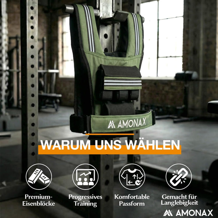 Amonax Gewichtsweste 10kg/20kg/30kg, Verstellbare Gewichtsweste für Herren und Damen, Weighted Vest