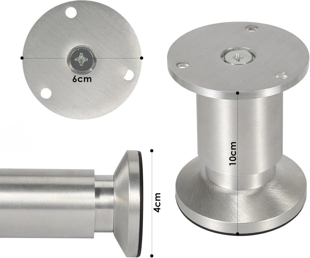Gimisgu Aluminium Möbelfüsse 12er Set,Runde Möbelfuss Sockelfuss,Höhe 100mm,Höhenverstellbar:15mm,Be