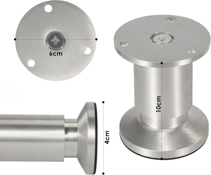 Gimisgu Aluminium Möbelfüsse 12er Set,Runde Möbelfuss Sockelfuss,Höhe 100mm,Höhenverstellbar:15mm,Be