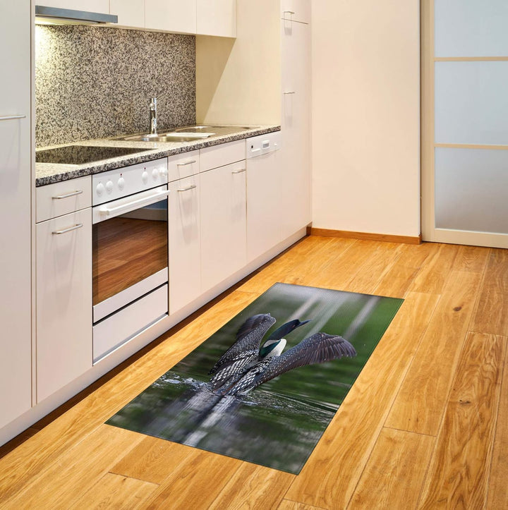 ABAKUHAUS Seetaucher Teppich, Bild des gemeinsamen Loon auf Wasser, Flachgewebe Deko-Teppiche für da