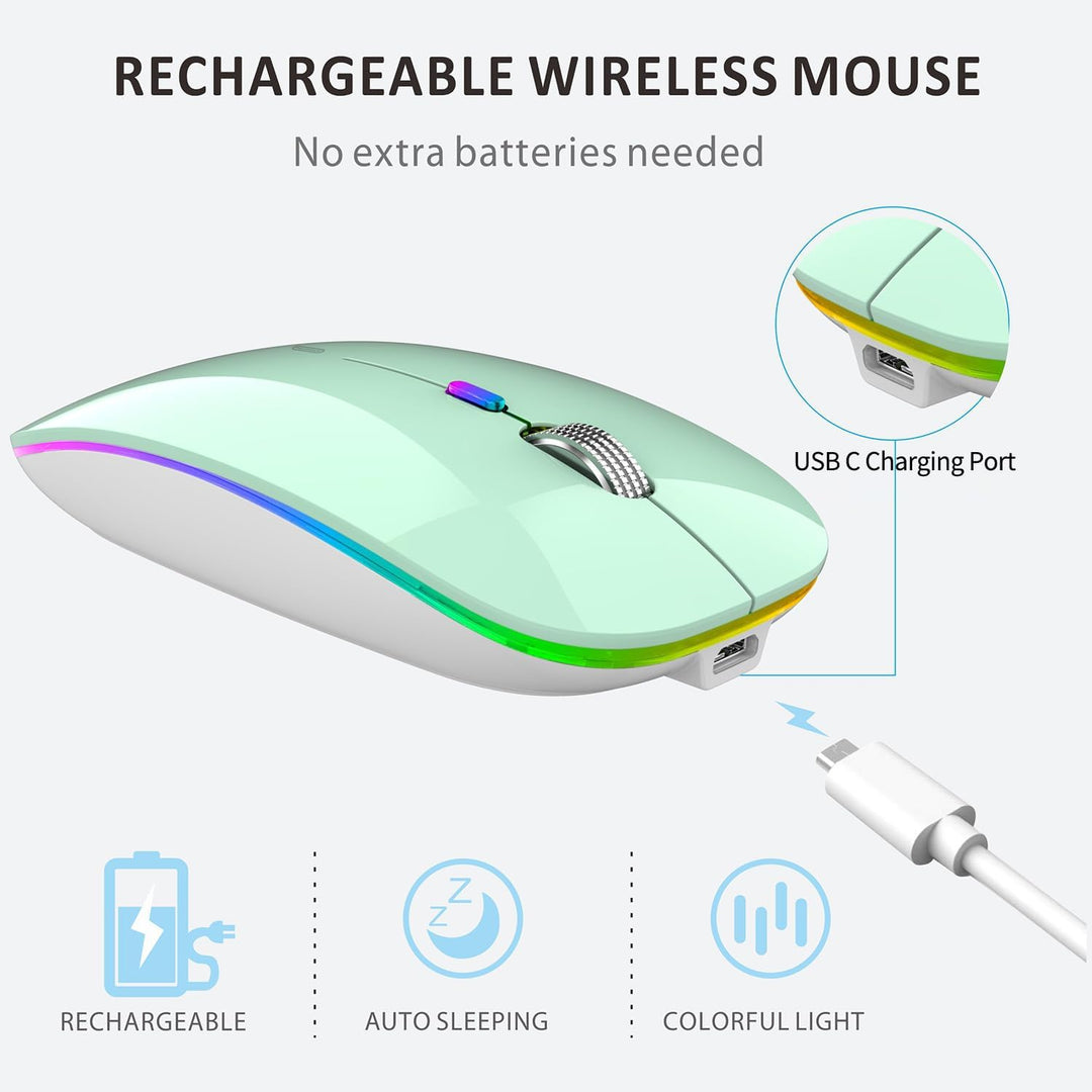 Uiosmuph G12 Maus Kabellos, LED 2.4G Leise Funkmaus Wiederaufladbar Wireless Mousemit Nano USB Empfä
