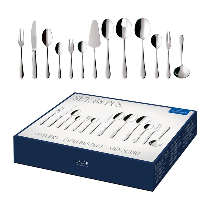 Villeroy & Boch – Oscar Tafelbesteck 68 teilig, 12 Personen, spülmaschinenfest, rostfrei, Besteck Ed