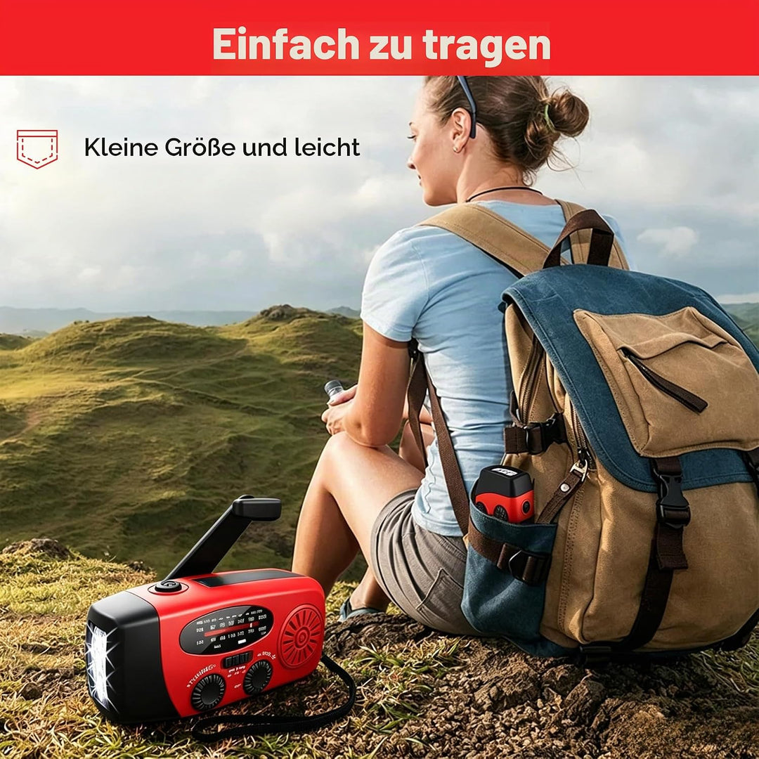 Notfall-Solarradio Solar Handkurbelradio AM/FM/NOAA Kurbelradio mit 1200mAh Akku Wiederaufladbare fü