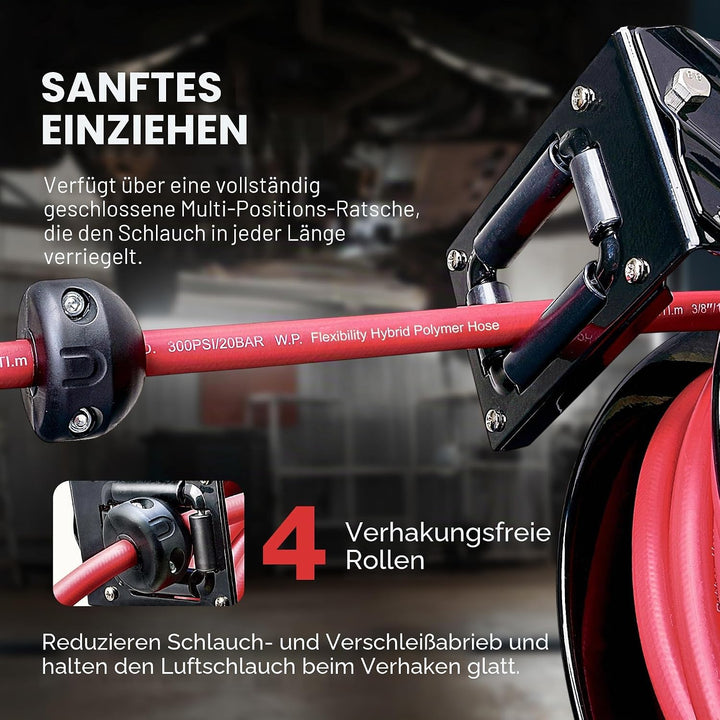 ReelWorks l815153ha Stahl Retractable air Compressor/wasserschlauchtrommel mit 3/8 „x 50‚hybrid Poly