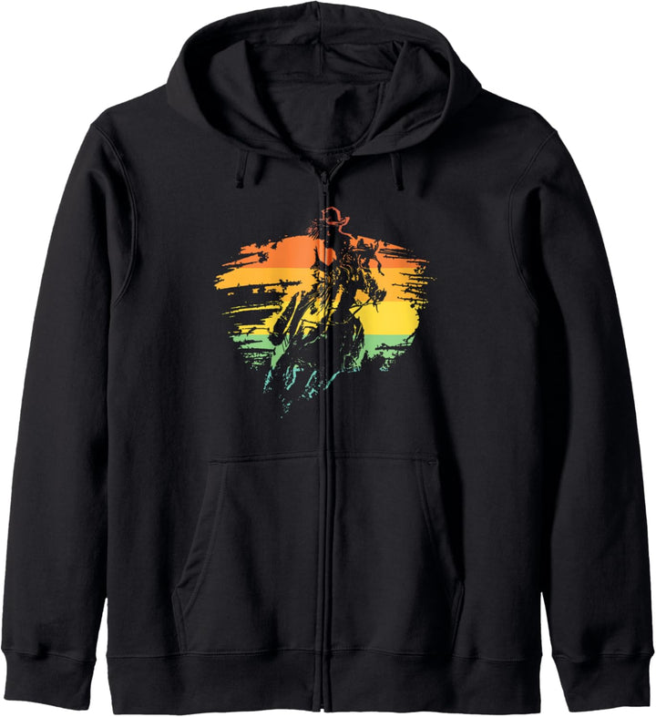 Bull American Riding Bucking Cowboy Western Vintage Kapuzenjacke