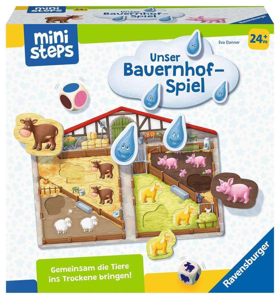Ravensburger ministeps 4173 Unser Bauernhof-Spiel, Erstes Spiel rund um Tiere, Farben und Formen - S
