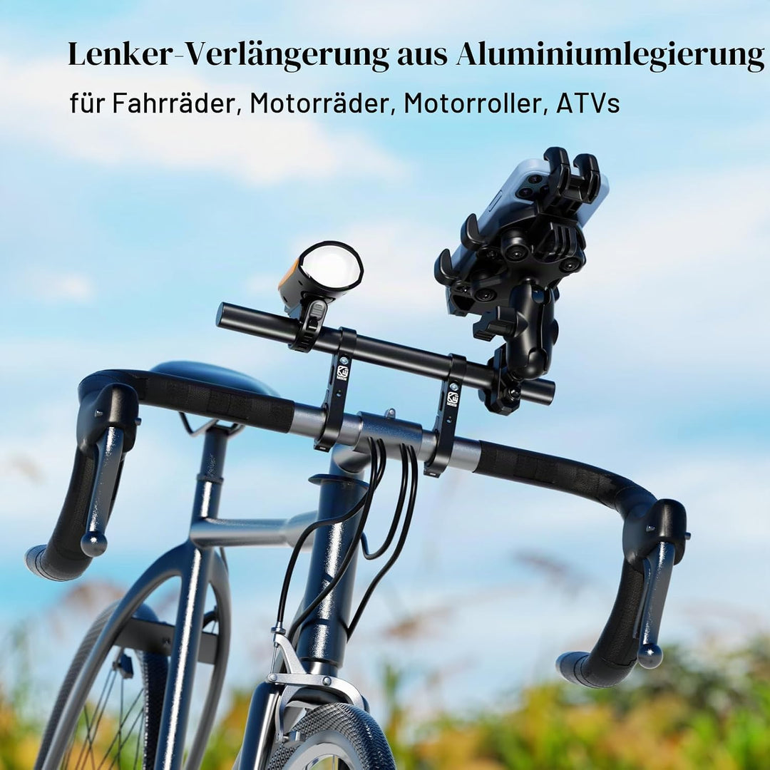 BRCOVAN Aluminiumlegierung Lenker Erweiterung mit 300mm Langer Querstange, Lenkerverlängerung mit Do
