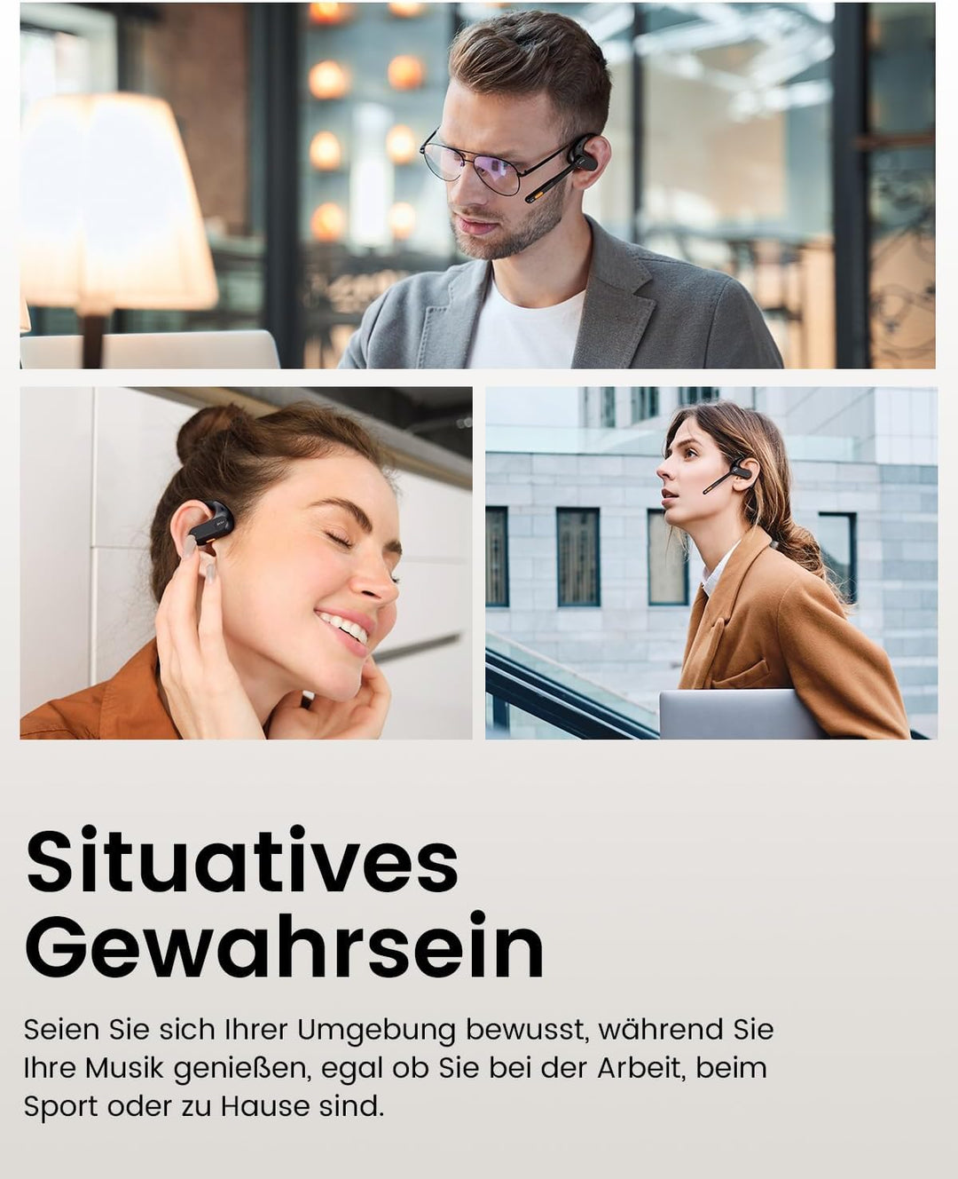 EKSA S30 Open Ear Bluetooth Kabellose Kopfhörer, Bluetooth 5.3 kabellose Headphones mit ENC Mikrofon