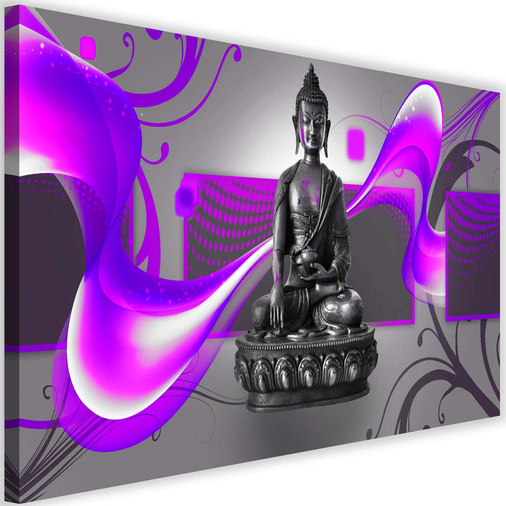 Wanddeko XXL Buddha Leinwandbild 5 Teilig Abstraktion Figur Statue rosa 100x70 cm Leinwandbild 100x7