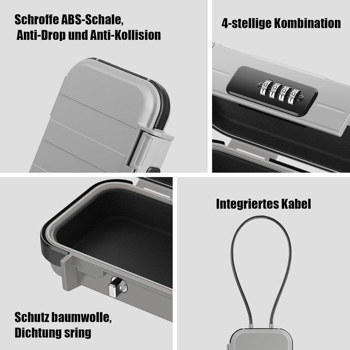 Kleiner Tresor Tragbarer, 4 Stellig Zahelncode Safe Sicherheitsbox mit 6MM Dicker Abnehmbarem Drahts