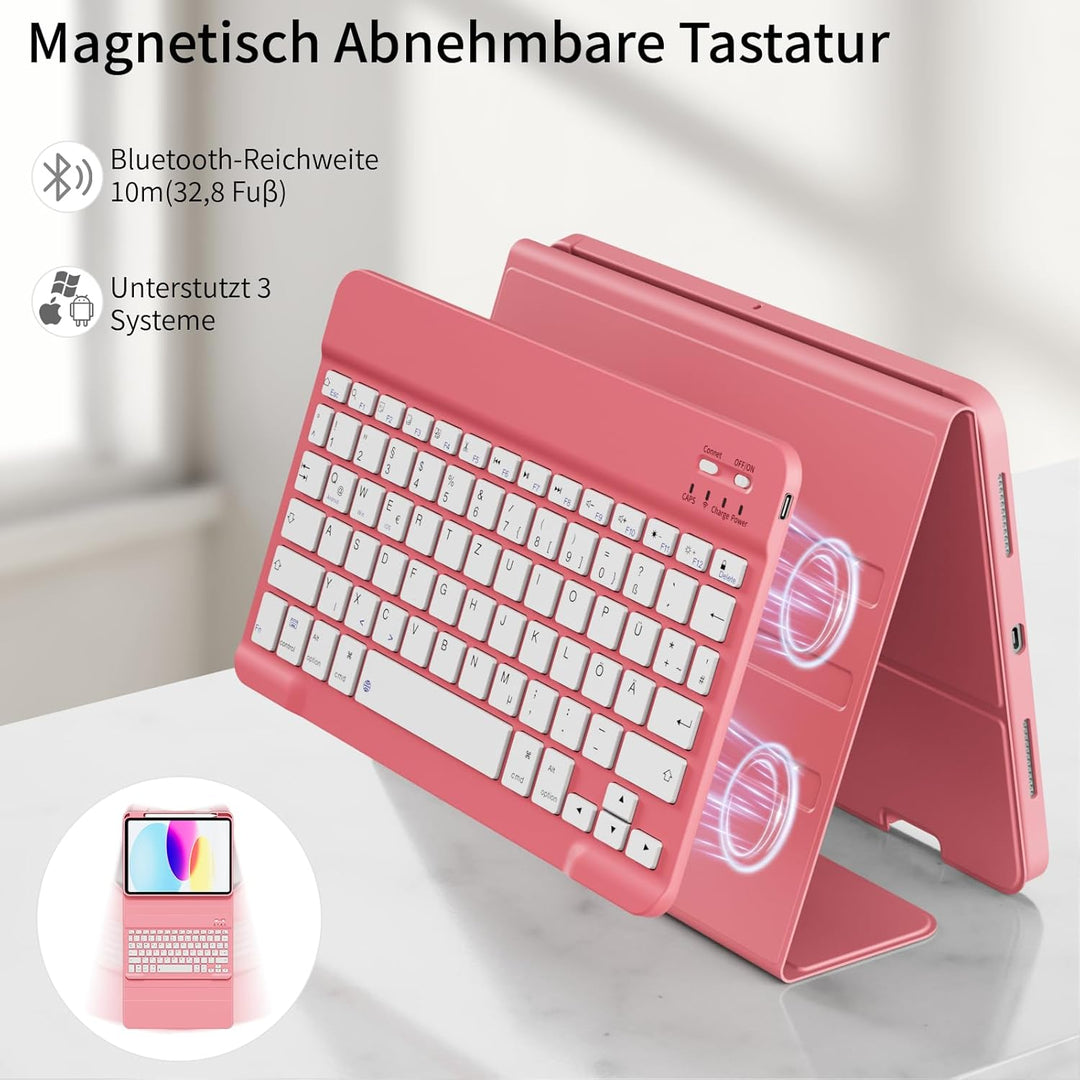 GKABXY Hülle mit Tastatur für iPad A16 11 Generation 2025/10 Generation 2022(11/10.9 Zoll), Soft TPU