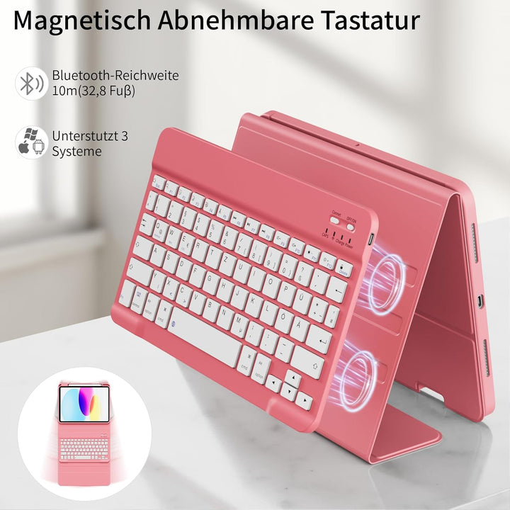 GKABXY Hülle mit Tastatur für iPad A16 11 Generation 2025/10 Generation 2022(11/10.9 Zoll), Soft TPU
