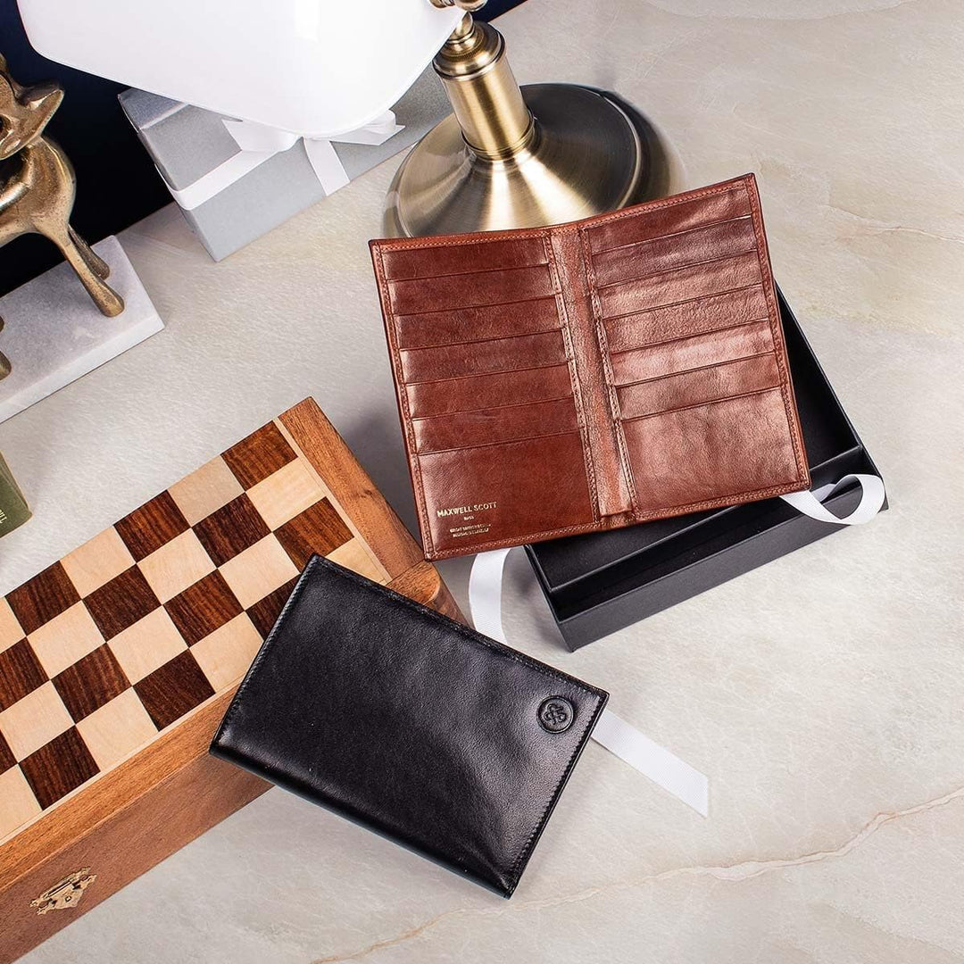 Maxwell Scott The PIANILLO RFID Leather Breast Pocket Wallet (Tan) Chestnut Tan, Chestnut Tan