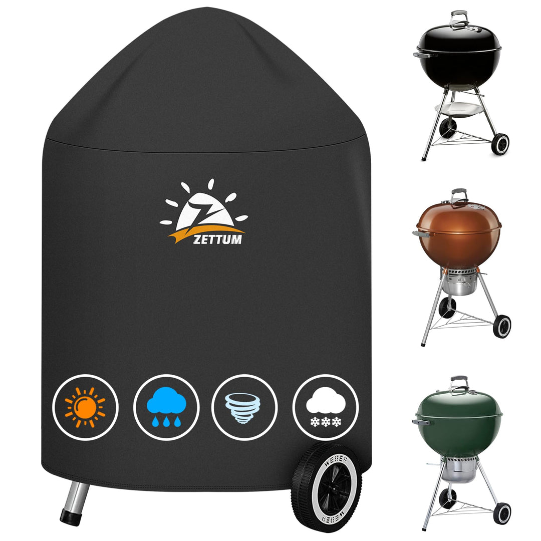 Zettum Kugelgrill Abdeckung Grill - 600D Oxford Holzkohle Abdeckhaube Grill für Weber 57 CM Barbecue