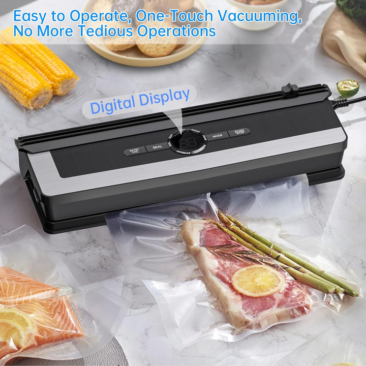 5-in-1 Vakuumiergerät mit Schneidefunktion | 85Kpa Vakuumierer für Fleisch, Gemüse & Kühlung | Mit D