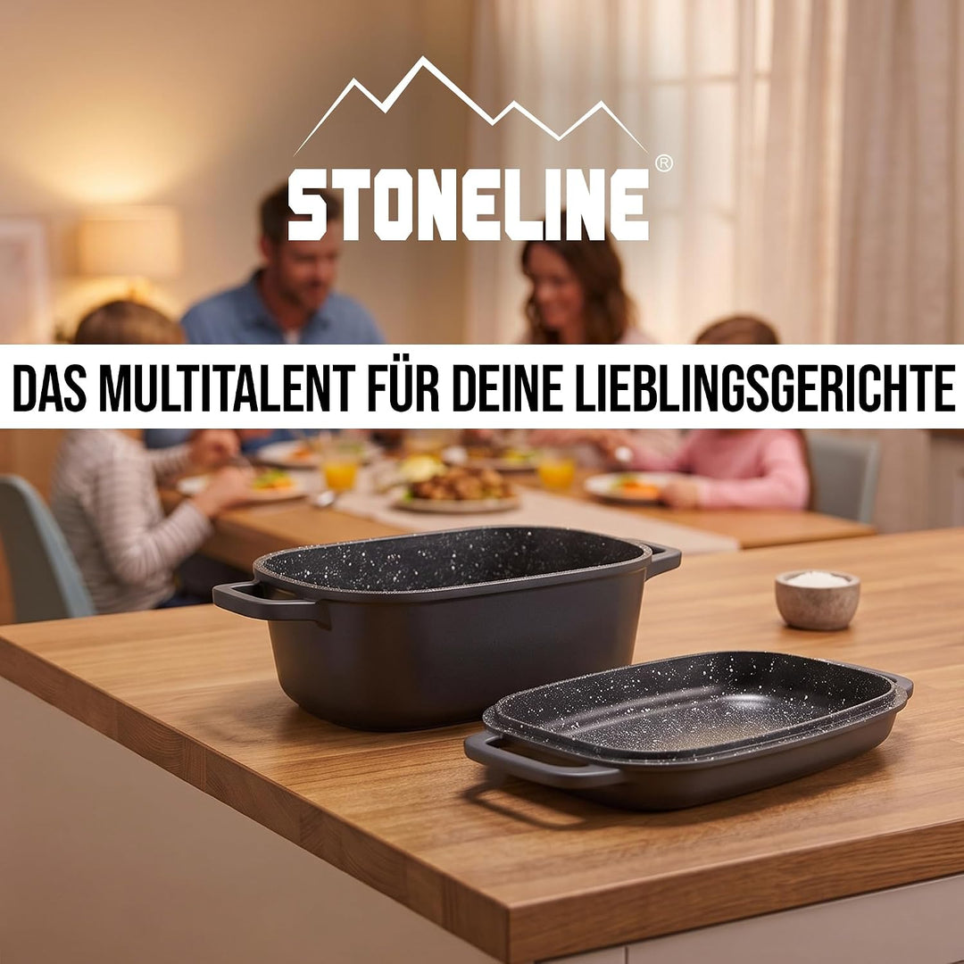 STONELINE Bräter Induktion 40 x 22 cm, 5,6 L, backofengeeignet, Deckel als Auflaufform verwendbar, A