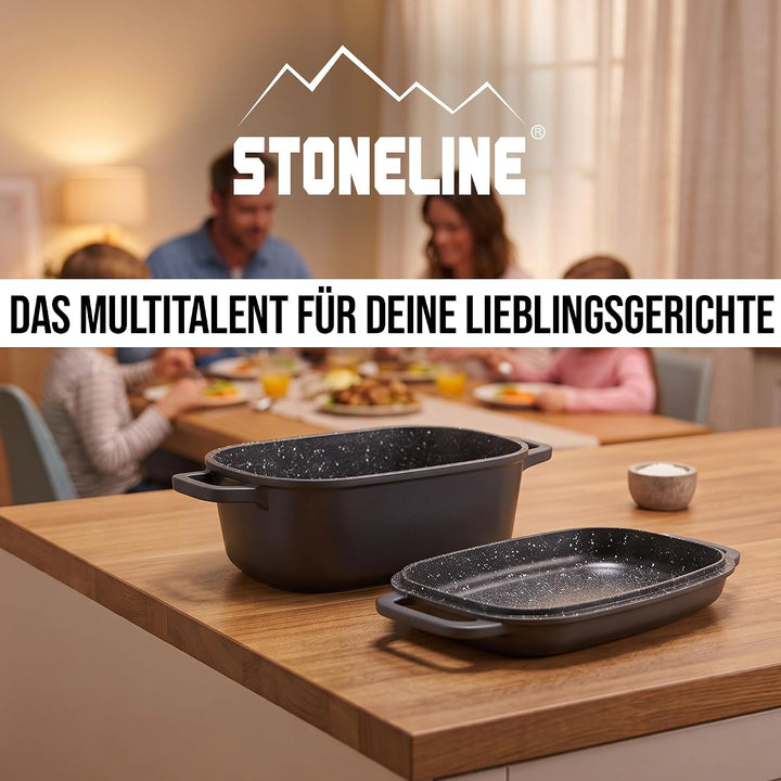 STONELINE Bräter Induktion 40 x 22 cm, 5,6 L, backofengeeignet, Deckel als Auflaufform verwendbar, A
