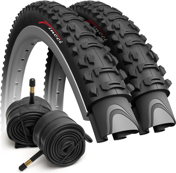 Fincci Set Paar Fahrradreifen 26 x 1.95 Zoll 50-559 Faltbar 60 TPI Reifen mit Autoventil Fahrradschl