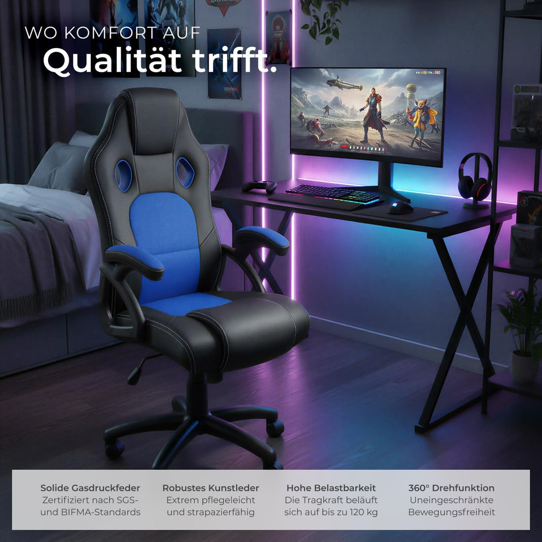 TecTake Sportsitz Chefsessel Stuhl ergonomischer Gaming Bürostuhl Racing Schalensitz - Diverse Farbe