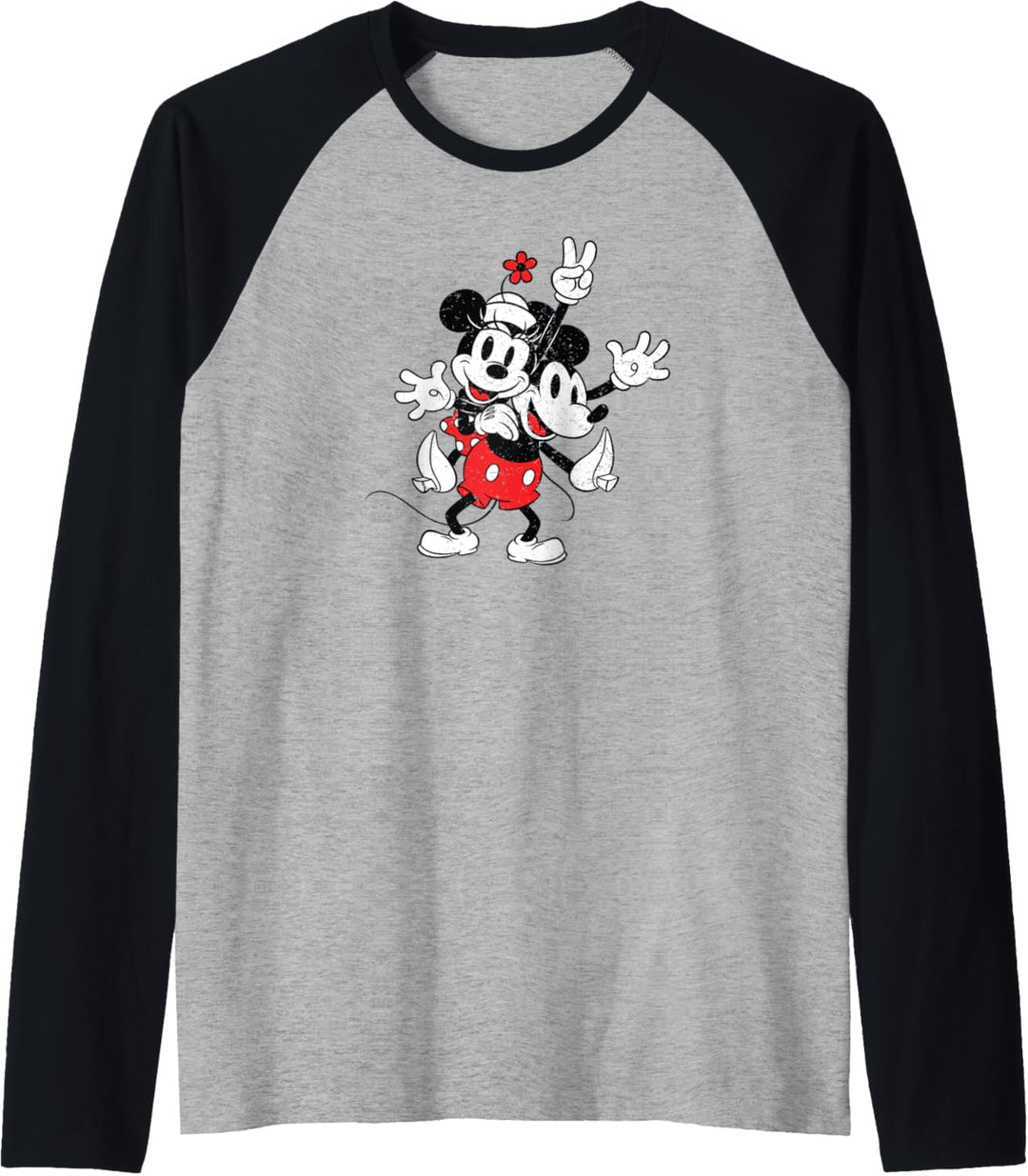 Disney Mickey Mouse and Minnie Retro Illustration Raglan