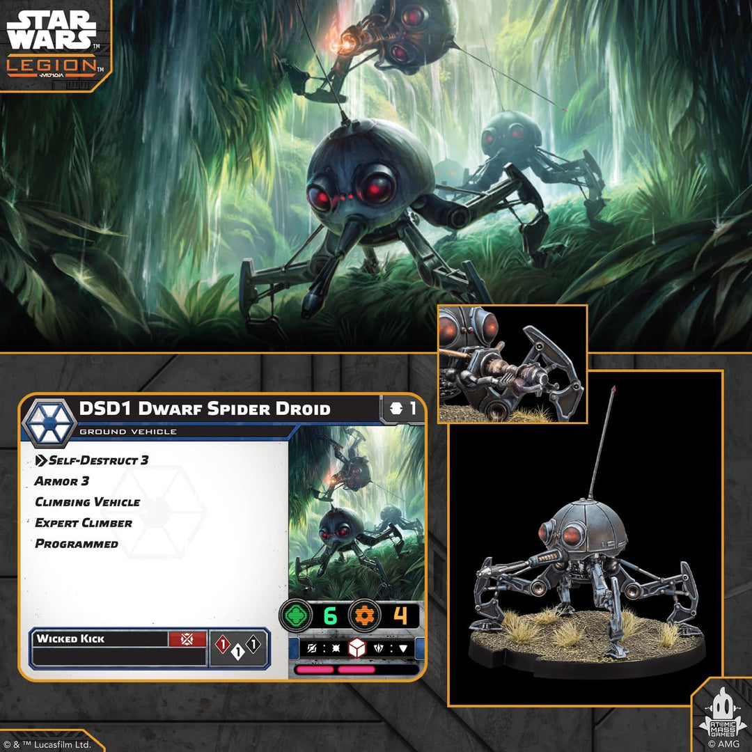 Asmodee, Star Wars: Legion – DSD1 Dwarf Spider Droid (ZSD1-Zwergspinnendroide), DE-Version, Tabletop