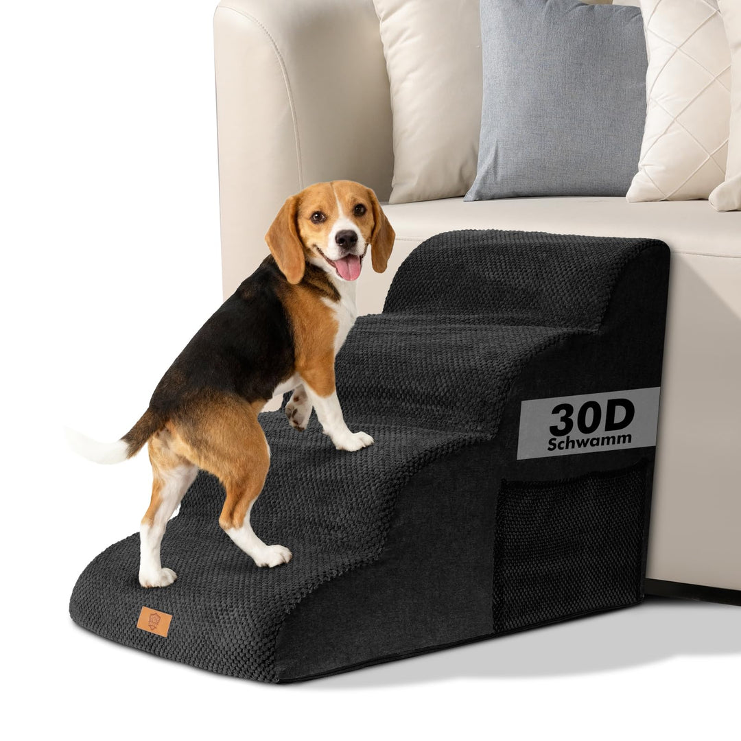 Zvonema Hundetreppe 4 Stufen, Hundetreppe für Kleine Hunde aus Hochdichtem Schwamm, rutschfeste Haus