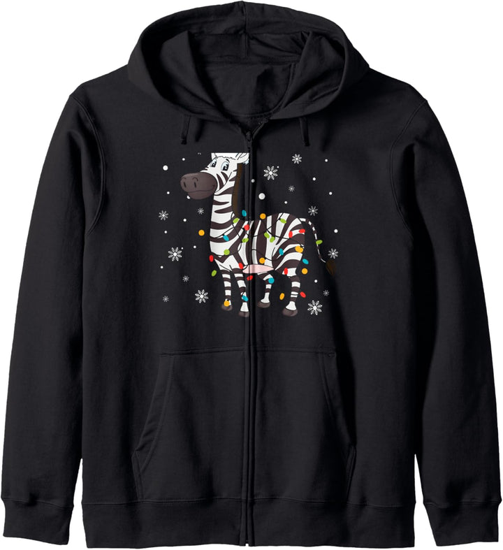 Zebra mit Weihnachtsmütze Weihnachtslichter Weihnachts Kapuzenjacke